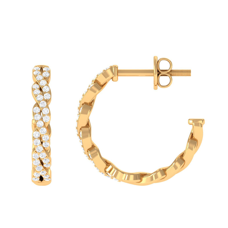 Natural Diamond Infinity Hoop Earrings with Authenticity Certificate