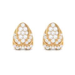 Genuine Diamond Lotus Leaf Earrings with Screw Back