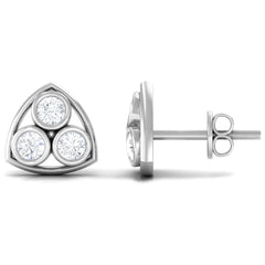 1/2 CT Bezel Set Round Diamond Three Stone Stud Earrings in Gold