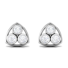 1/2 CT Bezel Set Round Diamond Three Stone Stud Earrings in Gold