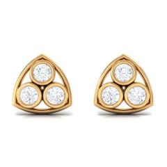 1/2 CT Bezel Set Round Diamond Three Stone Stud Earrings in Gold