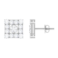 Certified Moissanite Square Stud Earrings
