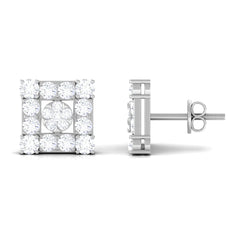 Certified Moissanite Square Stud Earrings