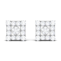 Certified Moissanite Square Stud Earrings