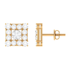 Certified Moissanite Square Stud Earrings