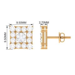Certified Moissanite Square Stud Earrings