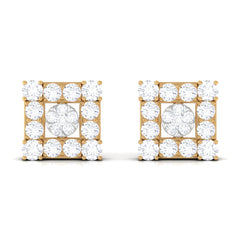Certified Moissanite Square Stud Earrings