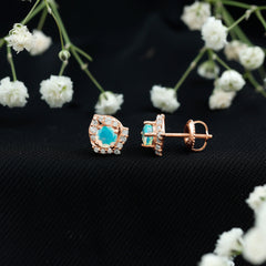 Vintage inspired Ethiopian Opal Stud Earrings with Moissanite Accent