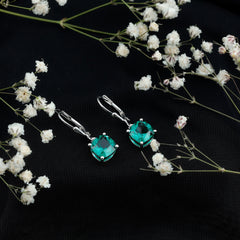 4 Carat Cushion Cut Lab Grown Emerald Drop Earrings