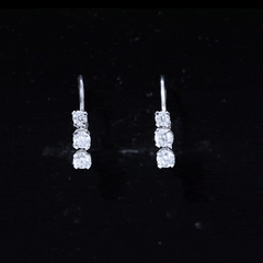 Round Moissanite Three Stone Hoop Earrings with Lever Back