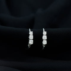 Round Moissanite Three Stone Hoop Earrings with Lever Back