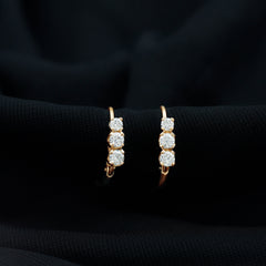 Round Moissanite Three Stone Hoop Earrings with Lever Back