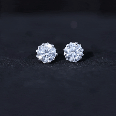 Round 2.7 Carat Moissanite Solitaire Stud Earrings in Sterling Silver