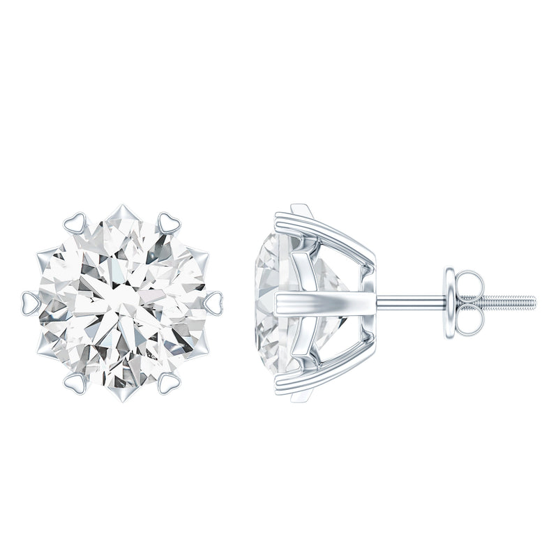 Round 2.7 Carat Moissanite Solitaire Stud Earrings in Sterling Silver
