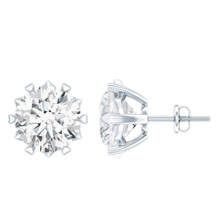 Brilliant Cut Moissanite Solitaire Stud Earrings in Decorative Setting