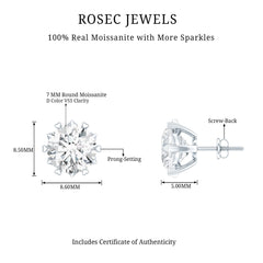 Round 2.7 Carat Moissanite Solitaire Stud Earrings in Sterling Silver