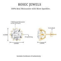 Brilliant Cut Moissanite Solitaire Stud Earrings in Decorative Setting