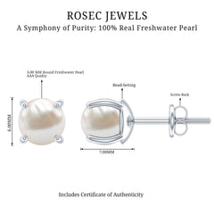 Natural 4.4 Carat Pearl Stud Earrings with Certificate