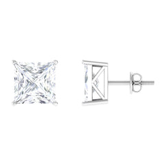 7 MM Princess Cut Solitaire Moissanite Stud Earrings