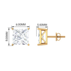 7 MM Princess Cut Solitaire Moissanite Stud Earrings