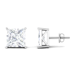 7 MM Princess Cut Solitaire Moissanite Stud Earrings