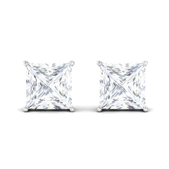 7 MM Princess Cut Solitaire Moissanite Stud Earrings
