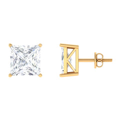 7 MM Princess Cut Solitaire Moissanite Stud Earrings