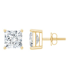 6MM Solitaire Princess Cut Moissanite Stud Earrings