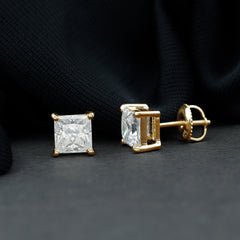 6MM Solitaire Princess Cut Moissanite Stud Earrings