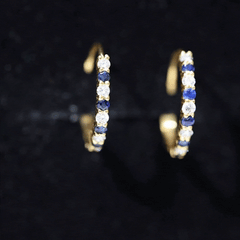 Genuine Blue Sapphire Hoop Earrings with Certificate