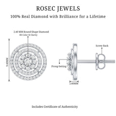 Flower Inspired Diamond Halo Stud Earrings