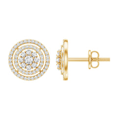 Flower Inspired Diamond Halo Stud Earrings
