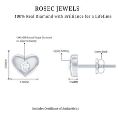 Gypsy Set Real Diamond Heart Stud Earrings