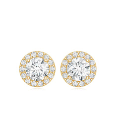Certified Round Moissanite Halo Stud Earrings