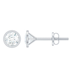 Minimalist Moissanite Stud Earrings in Martini Setting