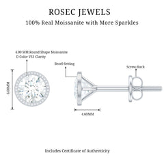Minimalist Moissanite Stud Earrings in Martini Setting