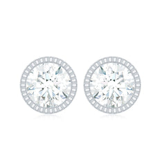 Minimalist Moissanite Stud Earrings in Martini Setting
