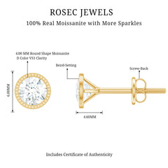 Minimalist Moissanite Stud Earrings in Martini Setting