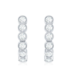 Bezel Set Round Diamond J Hoop Earrings