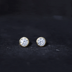 Bezel Set Round Cut Moissanite Stud Earrings