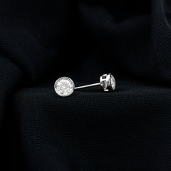 Bezel Set Round Cut Moissanite Stud Earrings