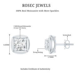 1 CT Solitaire Moissanite Stud Earrings for Women