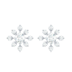 Moissanite Snowflake Stud Earrings with Certificate