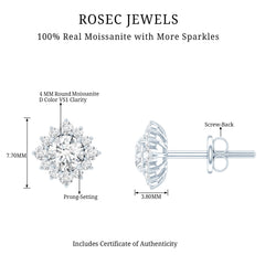 Classic Moissanite Stud Earrings with Halo
