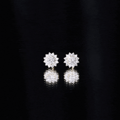 Certified Round Cut Moissanite Halo Stud Earrings for Women