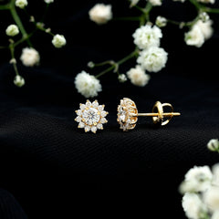 Certified Round Cut Moissanite Halo Stud Earrings for Women