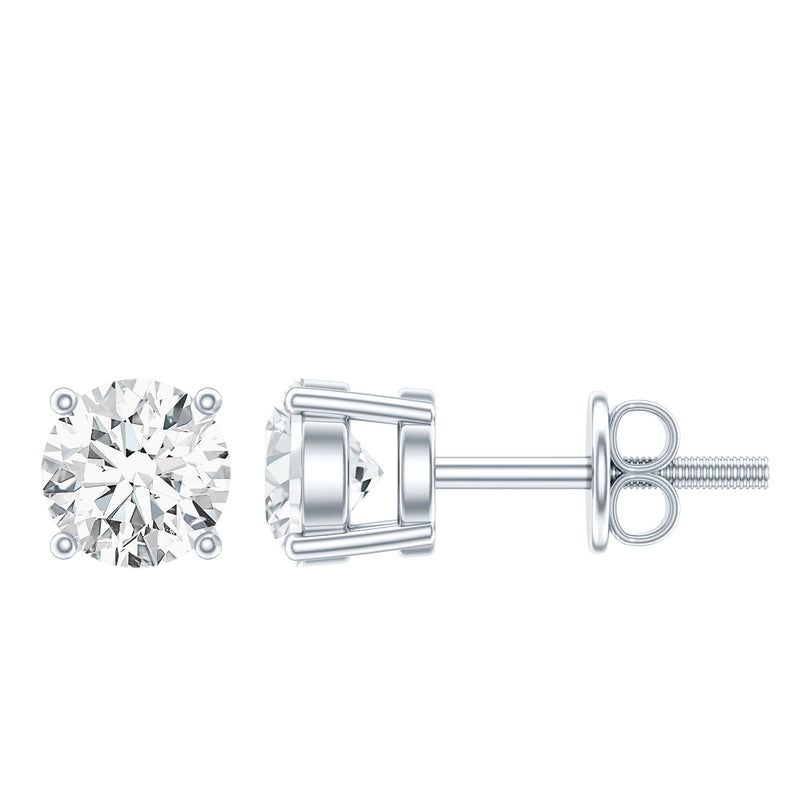 Silver Moissanite 1 Carat Stud Earring