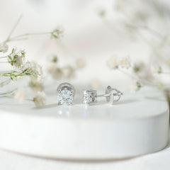 Silver Moissanite 1 Carat Stud Earring