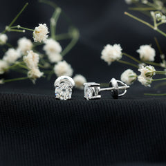 5 MM Round Moissanite Solitaire Screw Back Stud Earrings