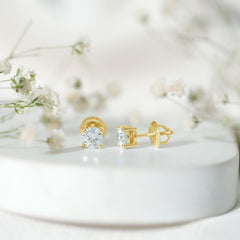 5 MM Round Moissanite Solitaire Screw Back Stud Earrings